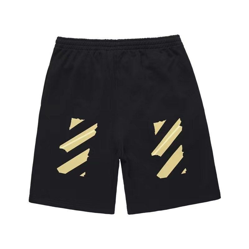 Verano Nuevo BLANCO ROTO Dorado Estampado Pantalones Cortos Informales Sueltos Pantalones Cortos para Hombre y Mujer