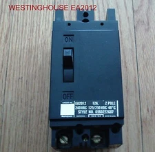  WESTINGHOUSE  EA2012 CIRCUIT BREAKER 12 AMP  2 POLE TYPE EA 240 VAC 125/250 VDC