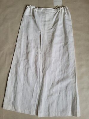 NWT SHIRIN GUILD Minimalist White Cotton Blend Long Straight Skirt Pleat L $390