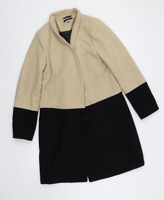 Laura Clement Damen Beige Mantel Mantel Größe 12 Druckknopf