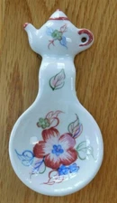 Vintage ANDREA by SADEK Ceramic Floral TEA BAG Holder/Rest Spoon Rest NEW