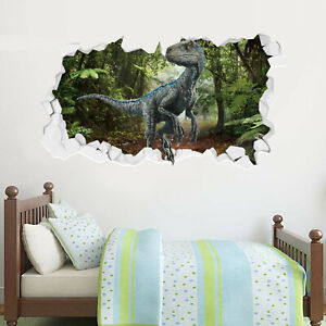 Jurassic World Blue Broken Wall Sticker Vinyl Decal Mural Ebay