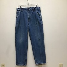 Carhartt FRB13 DNM Blue Straight Leg Flame Resistant Denim Cargo Jeans 36X34