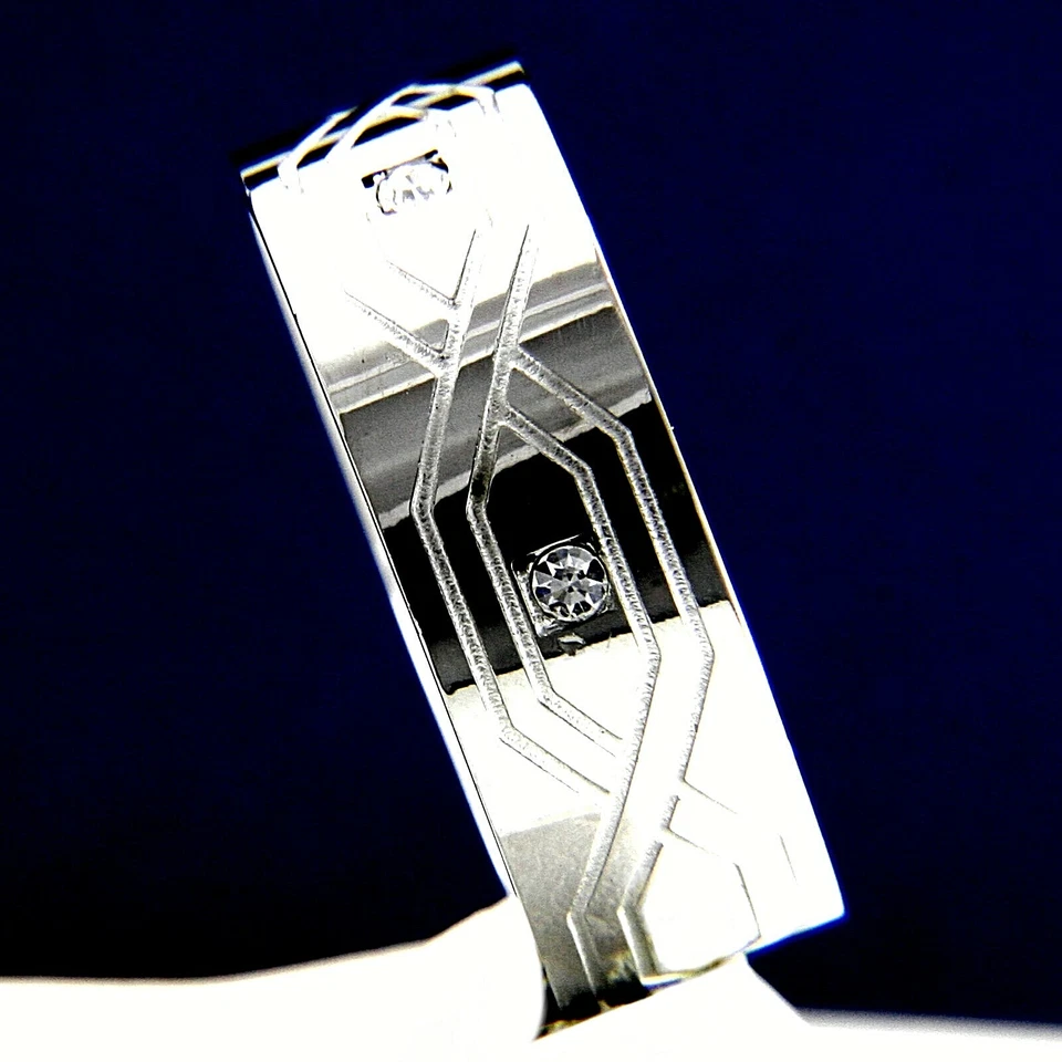 Anniversary Engagement Wedding Bridal Stainless Steel CZ Stones Men's Band Ring - Изображение 3 из 4