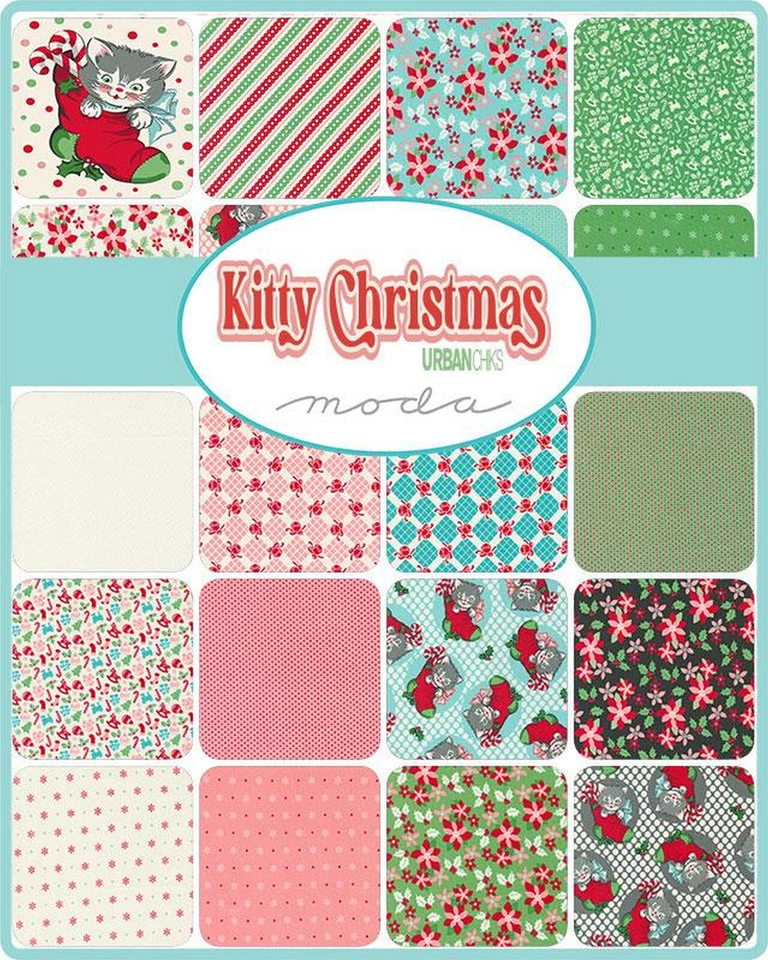 Kitty Christmas Moda Layer Cake 42 100% Cotton 10" Precut Quilt Squares - Image 2 of 4
