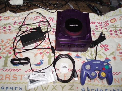 #443 NINTENDO GAMECUBE CONSOLE TRANSLUCENT PURPLE  with accessories.