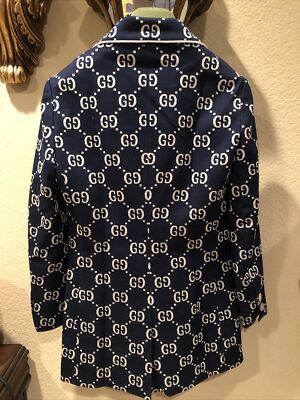 100% Authentic GUCCI Blue GG Jersey Jacket $2980+Tax Size: 46 | eBay