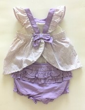 Gymboree 100 Cotton Purple Dots  Ruffles Bloomer Shorts  Flutter Sleeve 18M