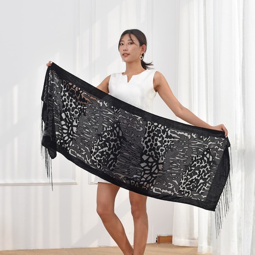 Sexy Leopard Pashmina Velvet Scarves Women 2018 Burnout Shawl Winter Female Gift - Picture 13 of 20