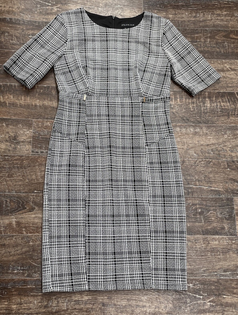 women's black and white plaid dress Stella & Julie Pencil Women’s 6 Y2k buffalo plaid skirt