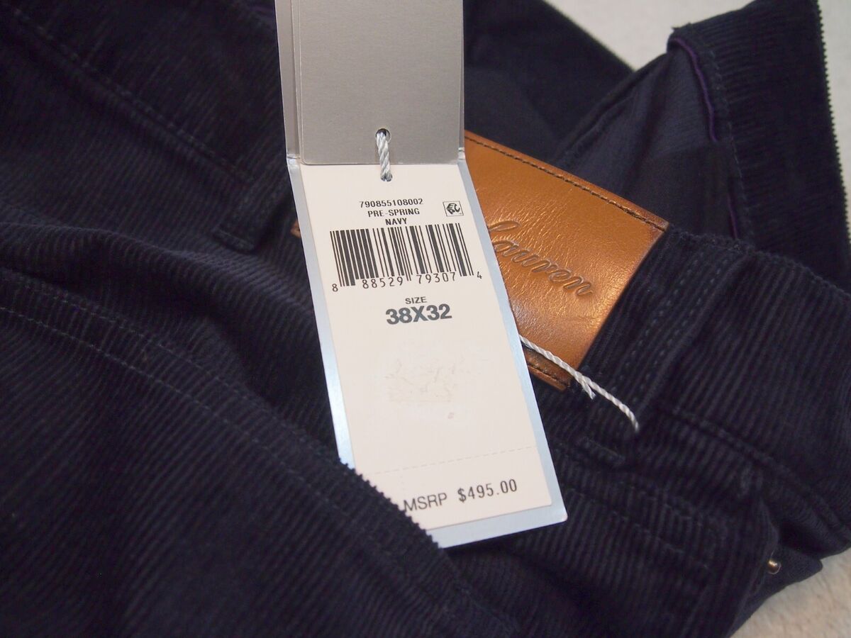Ralph Lauren Purple Label Slim Fit 5 Pocket Corduroy Pants 38 x 32 NWT $495 Navy