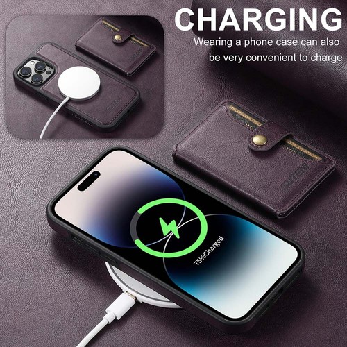 For iPhone 15 Pro Max Plus 14 13 12 Magnetic Phone Case Detachable Card Wallet - Picture 49 of 52