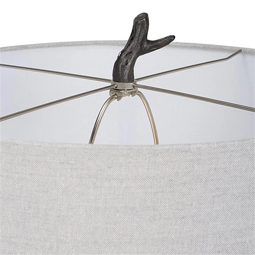 Uttermost Spruce Transitional Cast Iron and Fabric Floor Lamp in Black/Silver - Picture 5 of 8