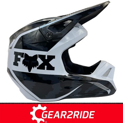 Fox BOYS V1 MX Helm - Fox YOUTH MIPS V1 NUKLR Black Motocross Helm - Größe YS