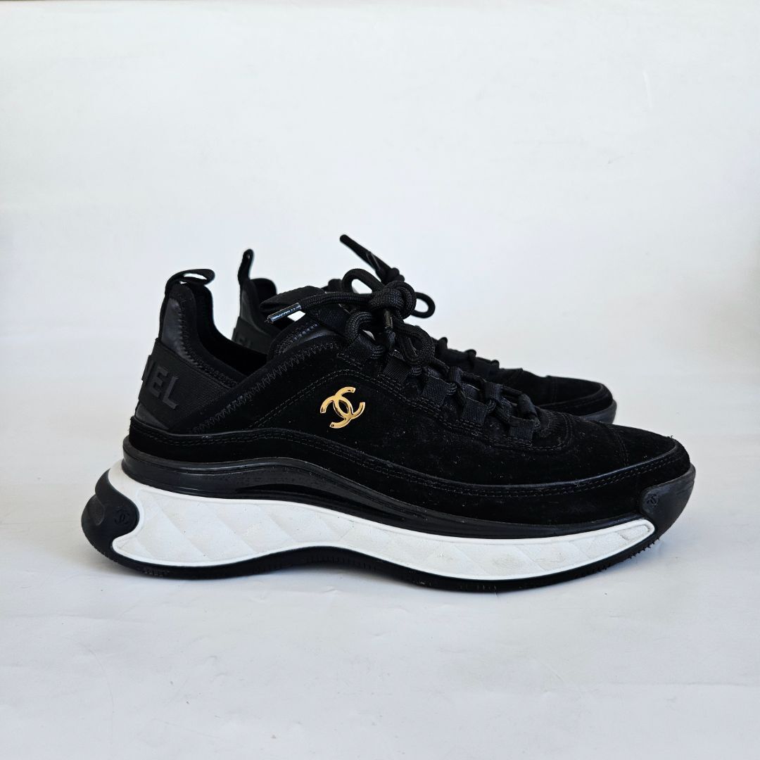 Chanel Black Suède CC Low Top Sneakers, 38 | eBay Chanel Black Suède CC Low Top Sneakers, 38 | eBay