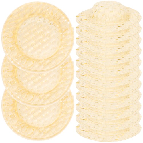 20pcs Miniature Doll Paper Hats Mini Woven Doll Hat Photo Prop Accessories - Imagen 2 de 12