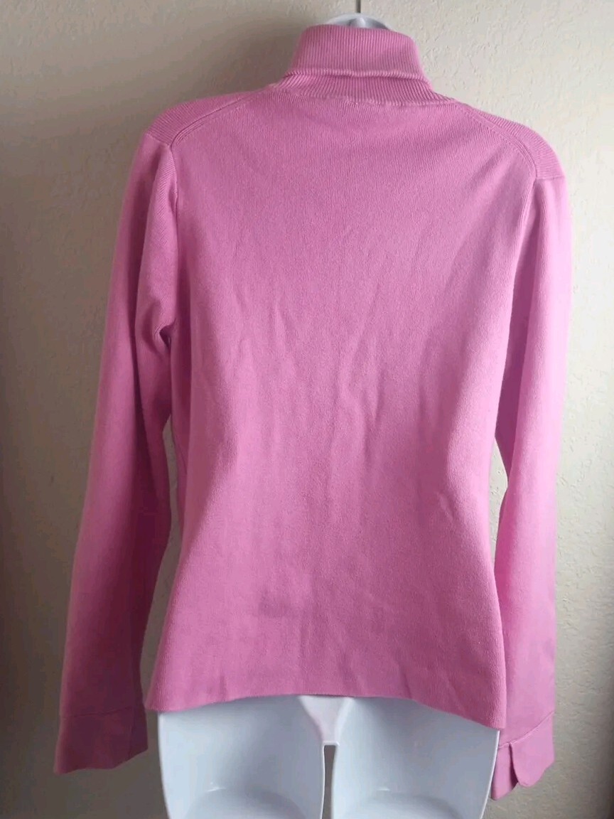 Shu Shu Women's full Zip Pink Cardigan Sweater Size L View 6