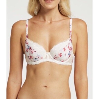 NEW 36D White Padded Lace Floral Push Up Balconette Bendon From Fredericks -New