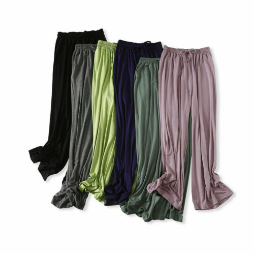 Womens Wide Leg Palazzo Pants Modal Trousers Pajamas Drawstring Loose Yoga Soft - Picture 2 of 20