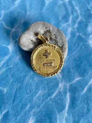 925 Sterling Silver Unisex Qu' Hier Que Demain Pendant in 14K