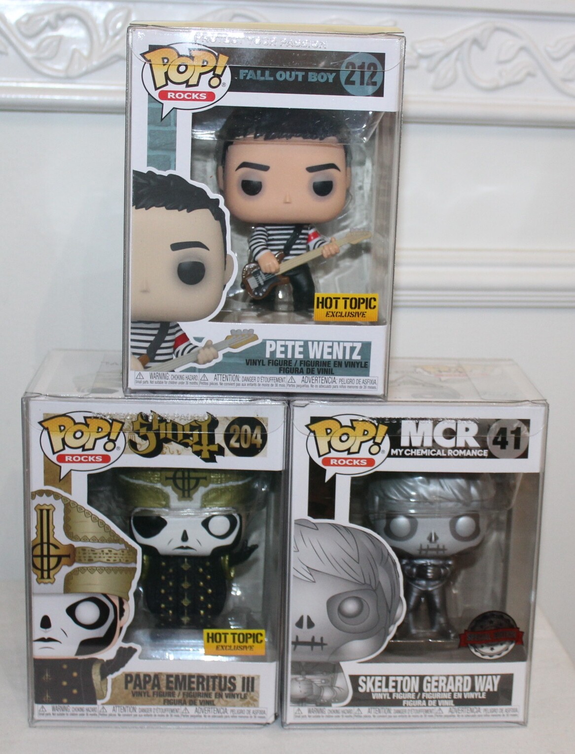 Funko Pop Lot 3 204 Ghost Papa Emeritus 41 Skeleton Gerard Way 212 Pete Wentz