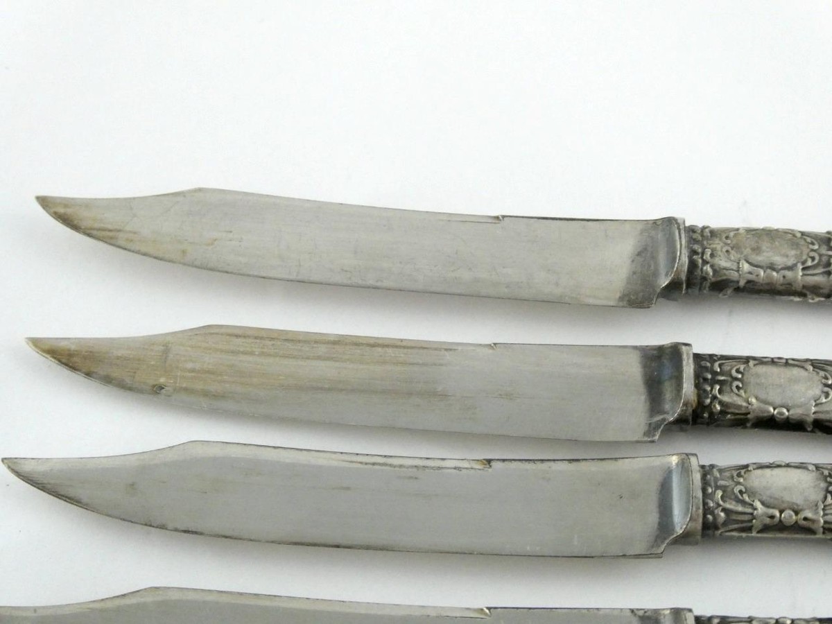 Set of 5 Mother of Pearl Shell Handle Sterling Sillver Collar