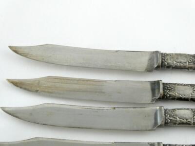 Set of 5 Mother of Pearl Shell Handle Sterling Sillver Collar