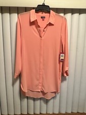 Vince Camuto Coral Tunic Button Front Hi-lo Hemline Blouse Shirt Dress Size Med