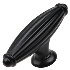 GlideRite 2-1/2" Matte Black Fluted Cabinet Hardware Knob - 4047-MB-1