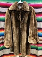 Vintage 70s Genuine Fur Coat Knee Length by Strawbridge & Clothier S/M 21.5x34