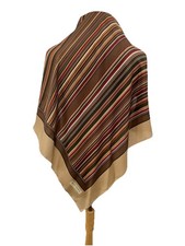 Vintage MICHEL PARIS 100 Silk Scarf Brown Diagonal Stripe Earth Tone A15
