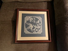  Kirle Traditional Japanese Art paper cutting Bird 13" sq. Wood Frame Vtg Asian 