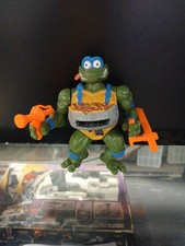 1993 TMNT Pizza Tossin Leo With Pizza Disc Mirage Playmates Leonardo Toy