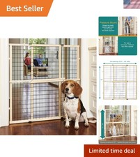 Stylish Wire Mesh Dog Gate: 29.5  -48  Wide, 37  Tall for Secure Containment