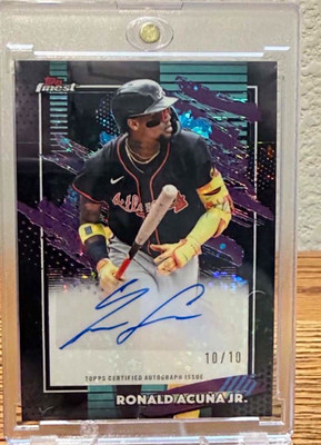 💥 Topps Finest 2026 Ronald Acuña Jr  Black Refractor Auto /10 Bookend! Rare! 💥