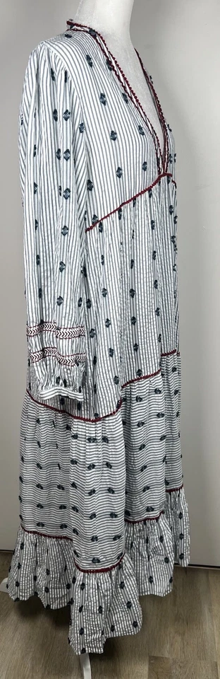 Zara 中号层叠对比细节 V 领袖口 Blogger 波西米亚长裙 — 第 4/4 张图片