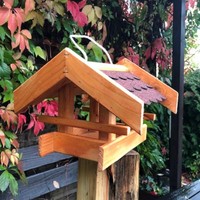 Darlux Rechteckiges Vogel Futter Haus Zum HäNgen Holz Vogelhaus Braun/Rot