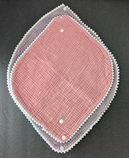 2 Pc: Med  LG Infant Pom Pom Double Layer Cotton Muslin Bibs Purple  Coral