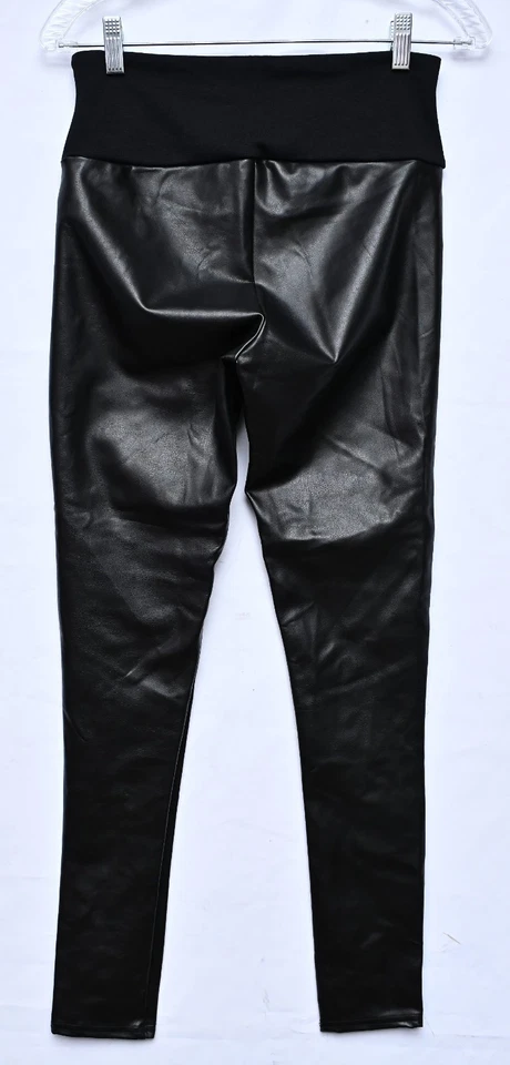 Assets By Spanx Women’s Faux Leather Black Leggings Size M 24W x 28L Polyester - Image 3 of 4