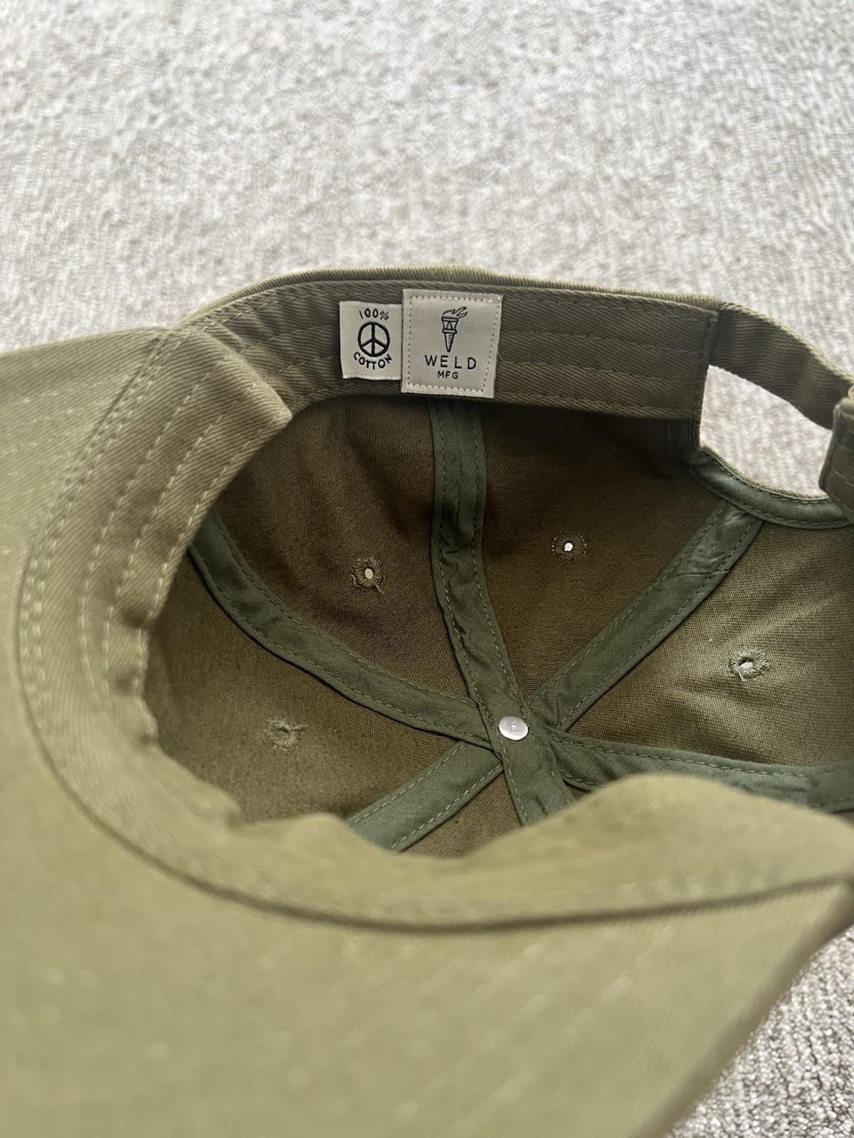 Weld Mfg Slideback Baseball Cap Solid Green And B… - image 2