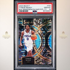 TYRESE MAXEY 2023-24 Select Black Snakeskin Pulsar FOTL 1/1 #157 PSA 10 1M