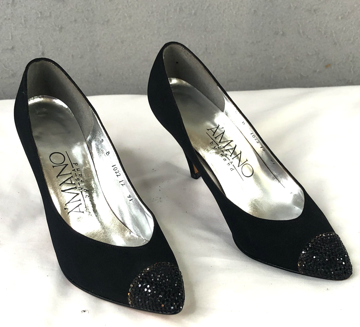 Vintage A'MANO Shoes Womens Size 5 Black Beaded Formal Event Dressy Party |  eBay