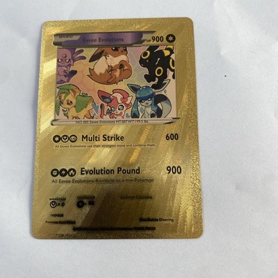 Eevee Evolution V Pokemon Gold  Foil Fan Art  Card Multi Strike Hp900   