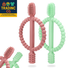 Baby Teething Toys with Easy-Hold Handle, Silicone Infant Toothbrush, Textured o