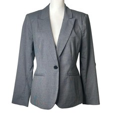 Liz Claiborne Gray Houndstooth One-Button Blazer Jacket Sz 10