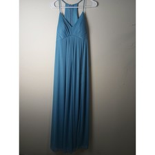 Azazie Sky Blue Chiffon Formal Bridesmaid Dress Racerback High Slit Size A8