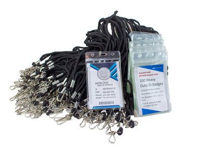 Bulk 100 Premium Lanyards ID Card Holder Name Tag JHook 36''Tags Included