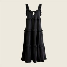 J.Crew Black Ruffle Tiered Midi Dress – Size M – EUC