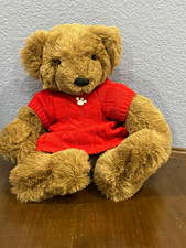 Brown Teddy Bear Plush Stuffed Animal with Red Knit Sweater 11"
