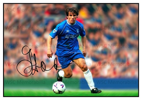 12444. Gianfranco Zola Signed Pictures A4 Prints Chelsea West Ham Watford Blues